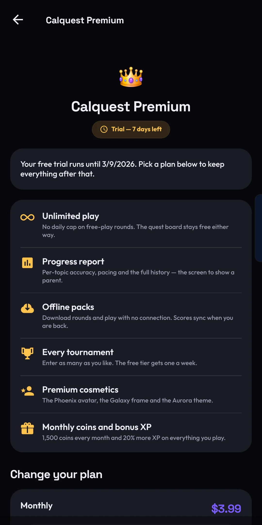 Calquest Premium screen